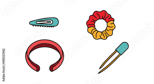 Hair accessories Line art minimal decorative abstract vector