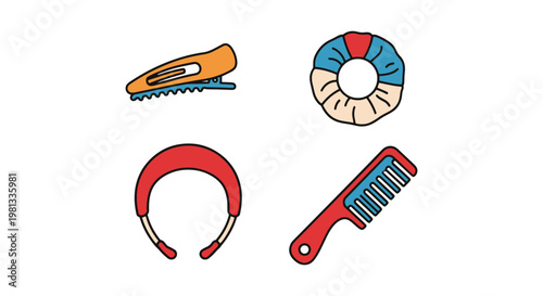 Hair accessories Line art minimal illustration vector