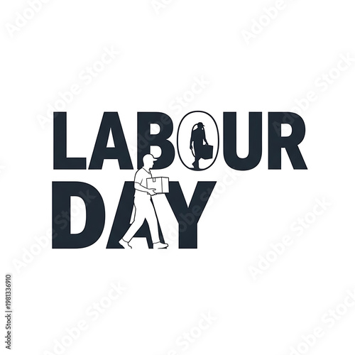 Minimalist labour day text with worker icon may day international
