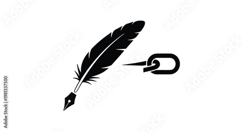 quill pen and chain link icon