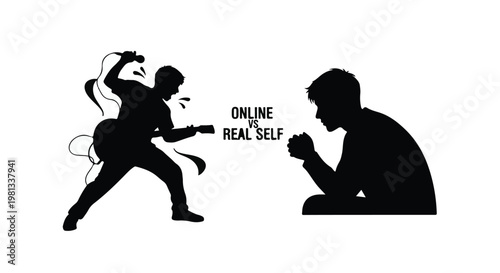 online persona vs real self silhouette illustration