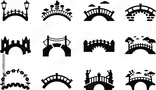 Bridge Silhouette Icon Road Structure Outline Design