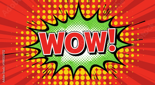 Vibrant comic book style explosion with WOW text appears suddenly