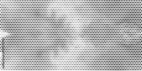 Black polka dots seamless pattern on white background. Halftone minimalist abstract wall in diagonal lines.