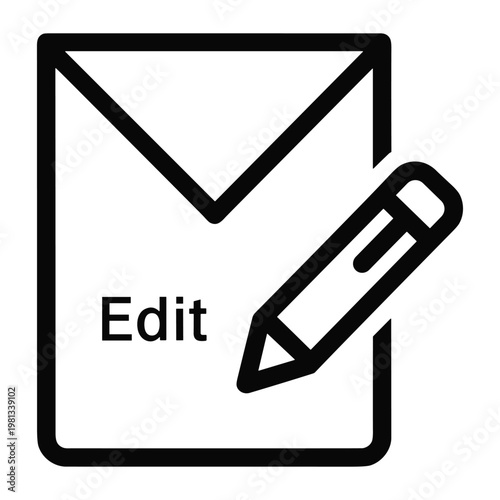Edit document icon with pencil vector graphic