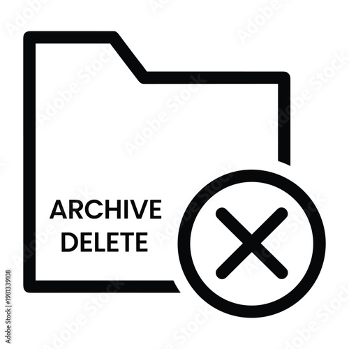 Archive delete folder icon with cross symbol vector