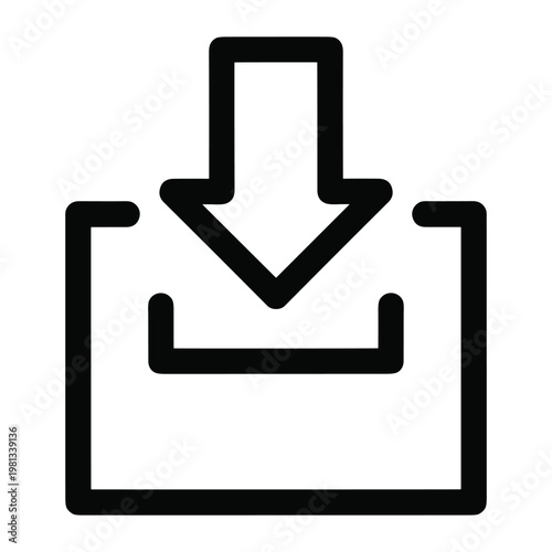 Download arrow icon entering box vector graphic