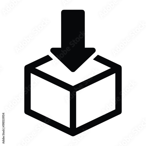 Download box icon with solid black arrow