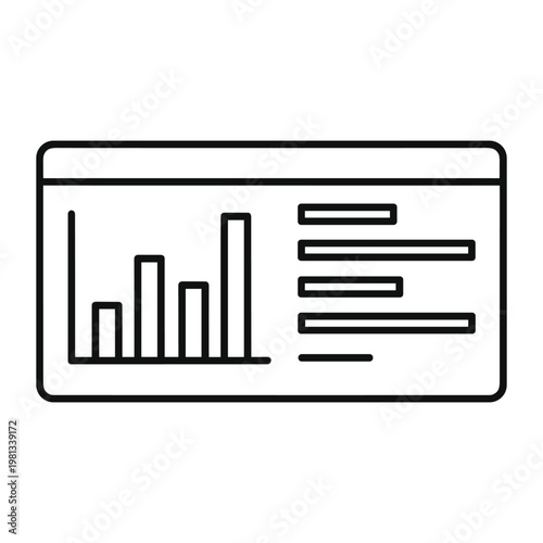Bar chart graphic with text lines illustration