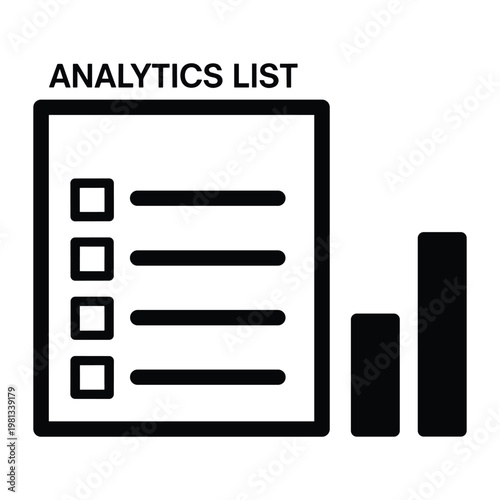 Analytics list with checkboxes and bar chart