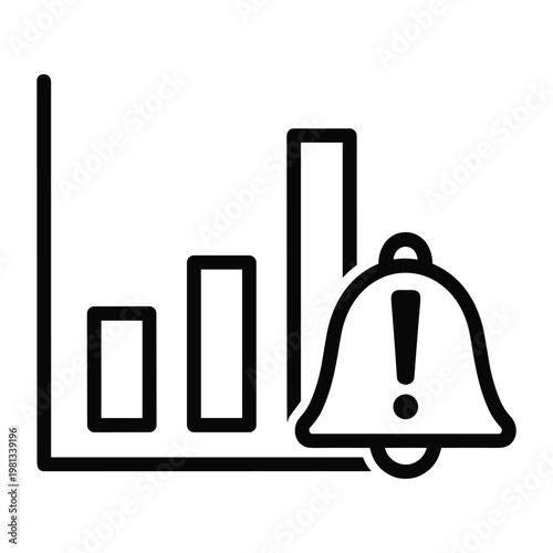 Bar chart with notification bell icon