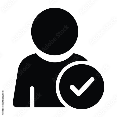User account approval status icon with checkmark for dashboard