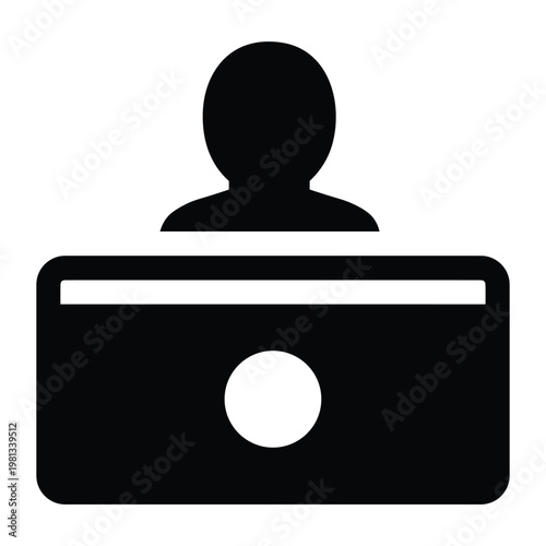 Minimalist user profile card icon for digital interface design systems