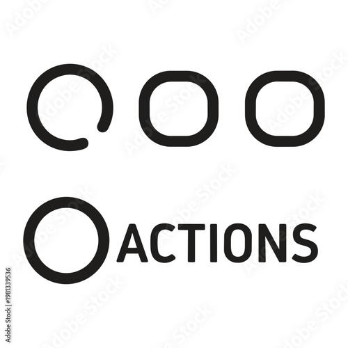 Actions label with multiple circle icons for web interface navigation