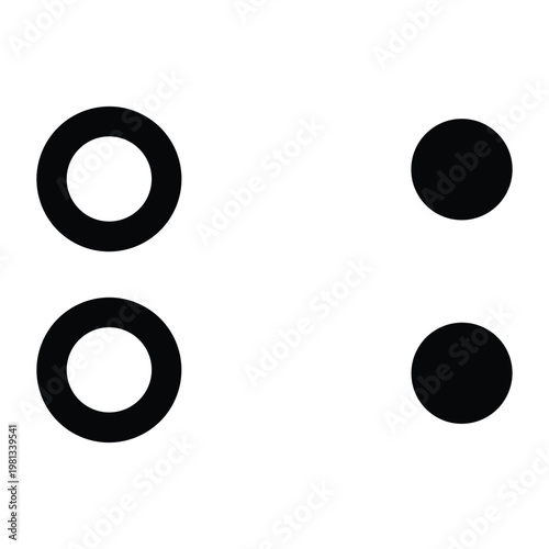 Set of circular and solid dot icons for list bullet points and menus