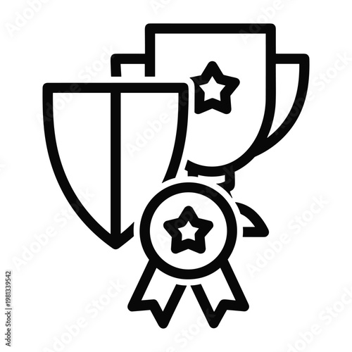 Trophy and award ribbon icon representing victory and top performance