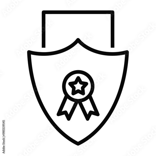 Shield and award ribbon icon for security and excellence certification