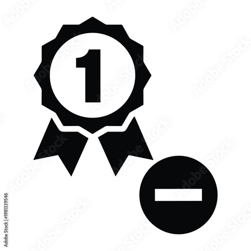 First place award ribbon icon with negative sign for ranking removal