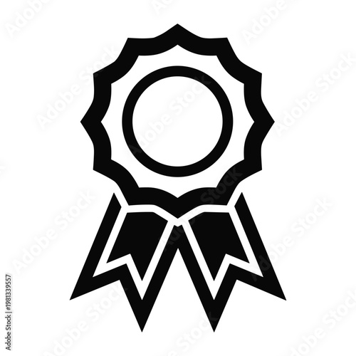 Classic rosette ribbon badge icon for top tier quality and awards