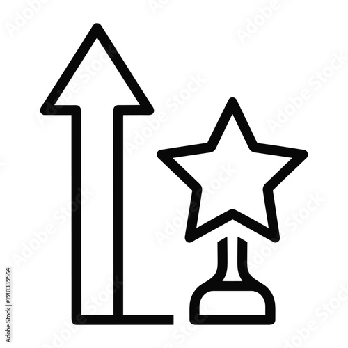 Growth trophy icon with rising arrow for success and advancement