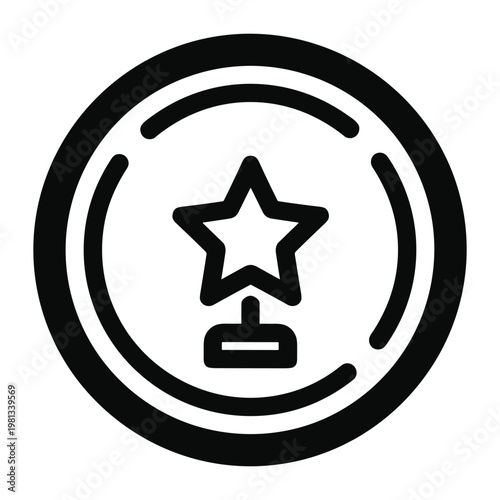 Minimalist star icon inside circular frame for digital application design