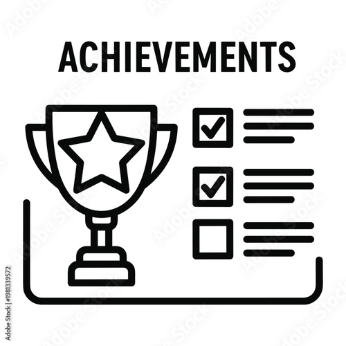 Trophy icon with checklist for business goals and project achievements