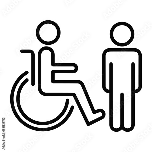 Wheelchair user and standing person icon for inclusive facilities