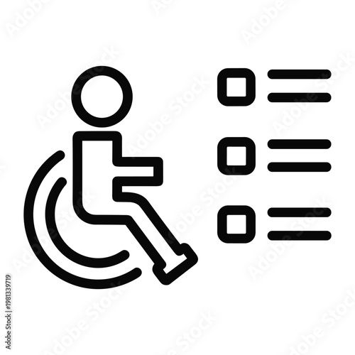 Wheelchair user checklist icon for accessibility planning document