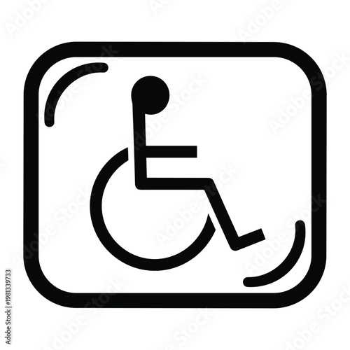 Wheelchair accessibility sign inside rounded square border graphic