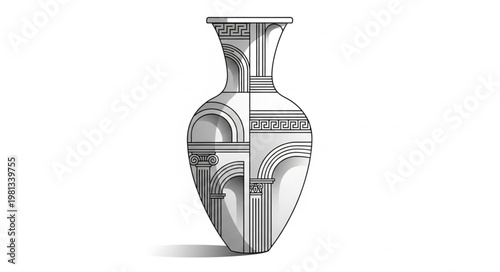 Ancient Greek Amphora Decorated with Architectural Motifs.