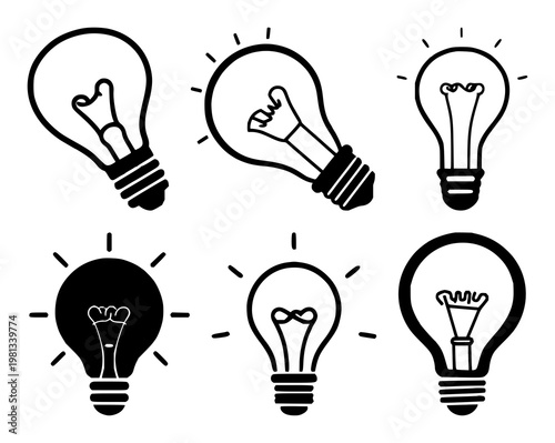 Idea Spark Icon set with solid black icon on white background featuring idea spark icon, single symbol, minimal design with concept and illustration
