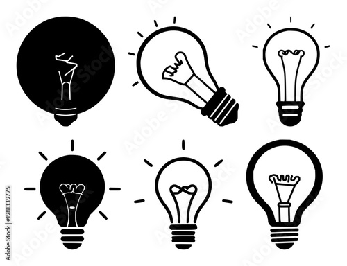 Idea Spark Icon set with solid black icon on white background featuring idea spark icon, single symbol, minimal design with concept and illustration