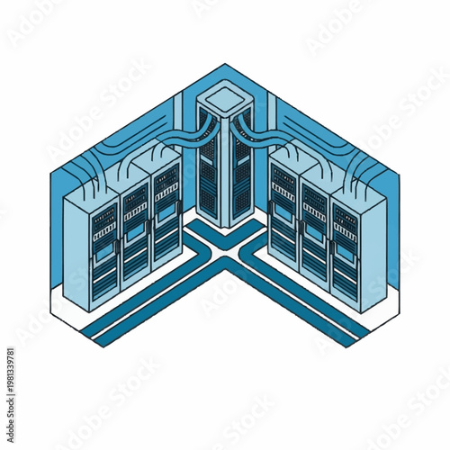Modern server room data center storage.