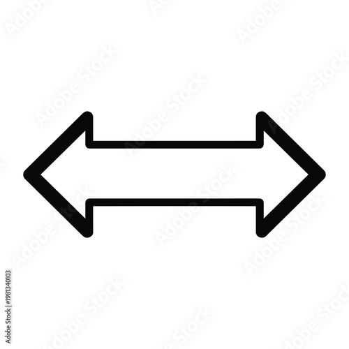 Horizontal double ended arrow icon for scaling or width adjustment
