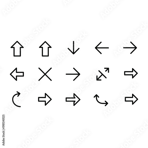 Set of outline arrow icons