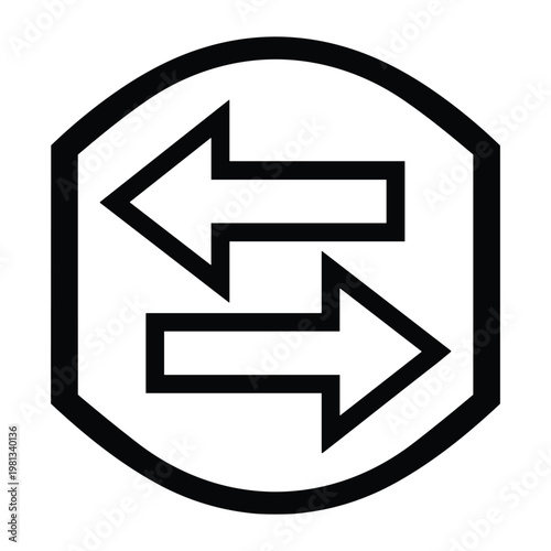 Bidirectional arrow icon in hexagon