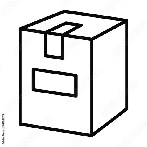 Shipping box icon with label outline