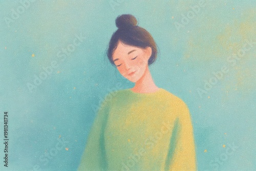 A woman in a green sweater