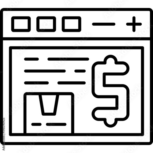 Digital Product Sales Outline Icon