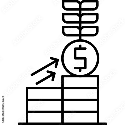 Interest Accumulation Outline Icon