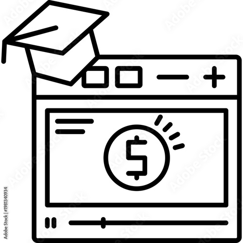 Online Course Profit Outline Icon