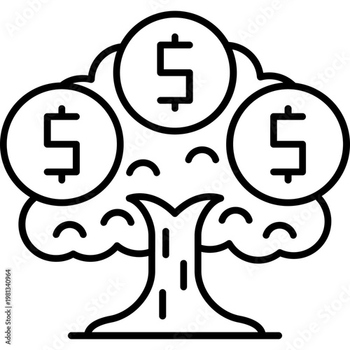 Money Tree Outline Icon