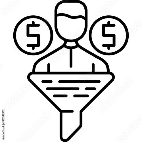 Income Funnel Outline Icon