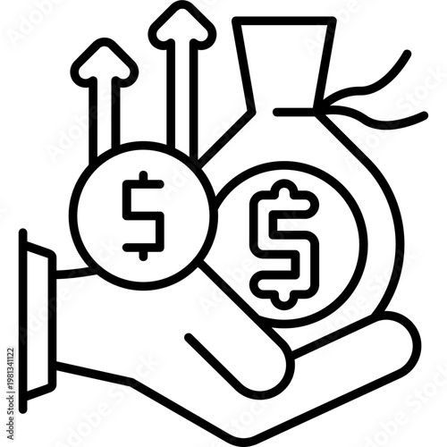 Revenue Growth Outline Icon