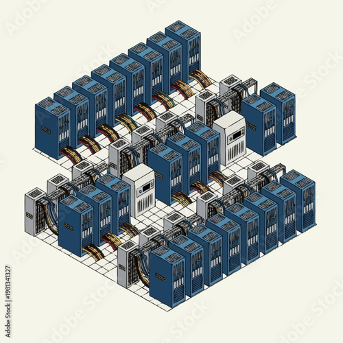 Industrial machinery server room equipment.