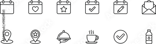 A set of simple line icons for organization and daily tasks