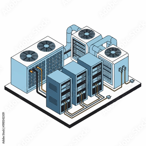 Industrial server and cooling systems.