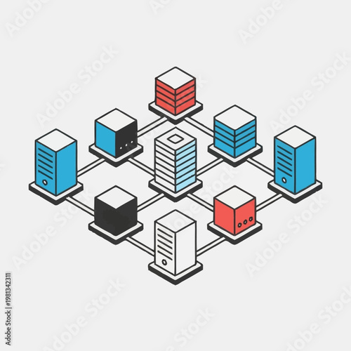 Servers connected in a network.