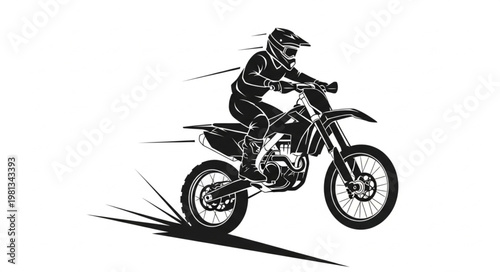 Motocross Rider Leaping Through Air During Race.