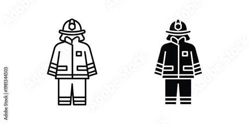 Two firefighters in protective gear standing side by side